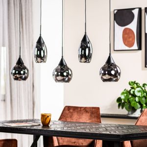 Hanglamp, 5-lichts, H340 smoke glas